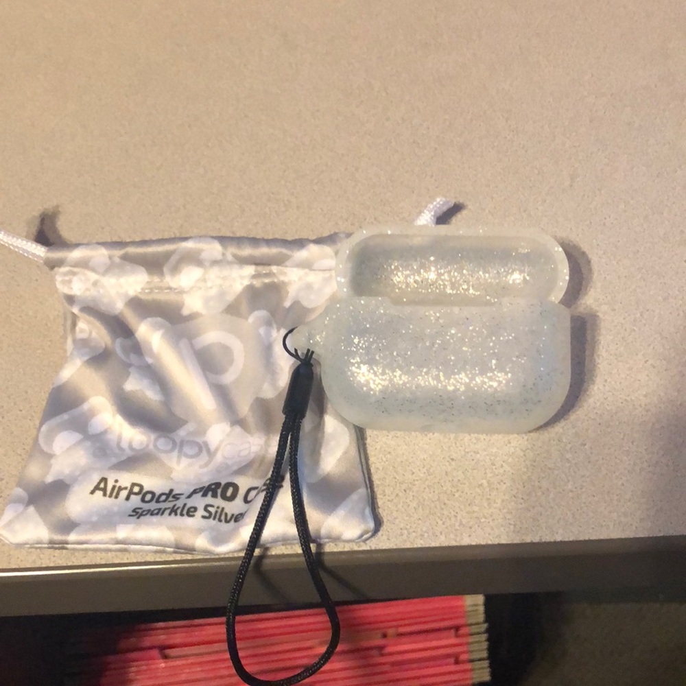 Silver sparkle AirPod pro silicone case